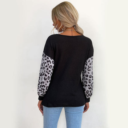 Damen Langarmshirt mit Knoten-Detail Tiermuster Ärmel Norvielle