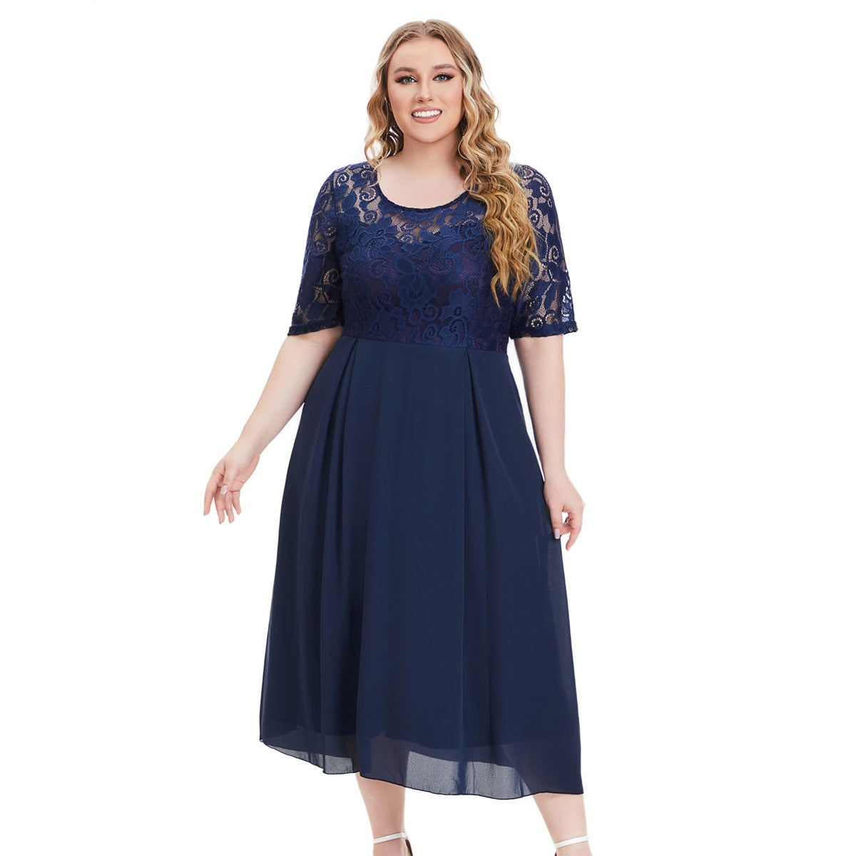 Damen Kleid Liv Chiffon Leichter Stretch Maxilänge