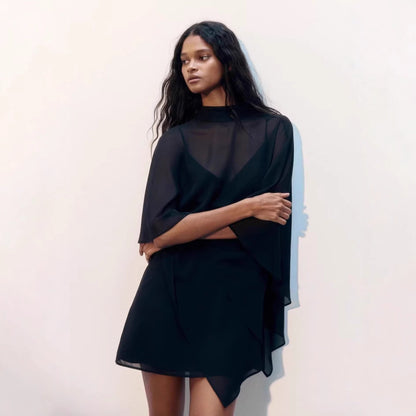 Damen Chiffon-Tunika Asymmetrisch Fließend Norvielle