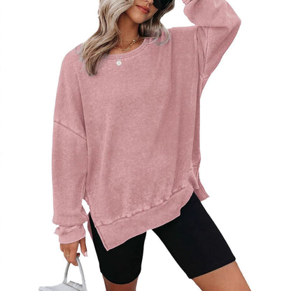 Damen Waffelpullover Mit Seitenschlitzen Norvielle