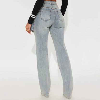Damen Jeans Asymmetrischer Schnitt Norvielle