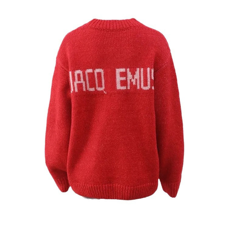 Damen Strickpullover Auffälliger Schriftzug Norvielle