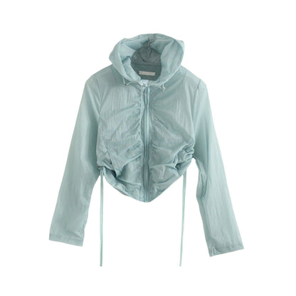 Damen Cropped Jacke atmungsaktives Material verstellbarer Bund