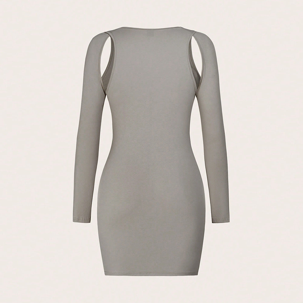 Damen Minikleid Asymmetrisch Cut-Out Ringdetails
