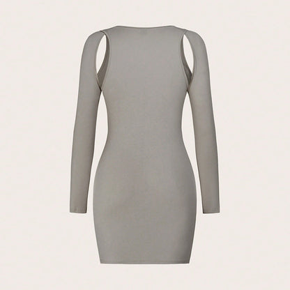 Damen Minikleid Asymmetrisch Cut-Out Ringdetails