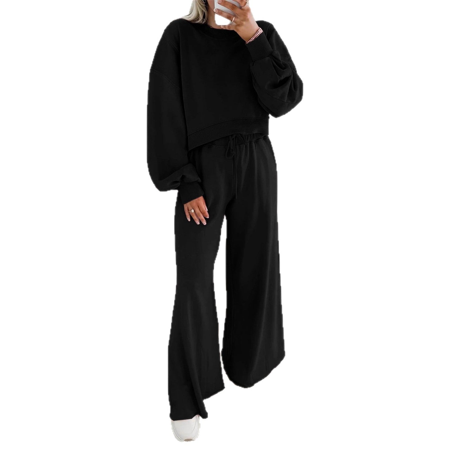 Damen Sport-Set Cropped Sweatshirt und weite Hose Norvielle