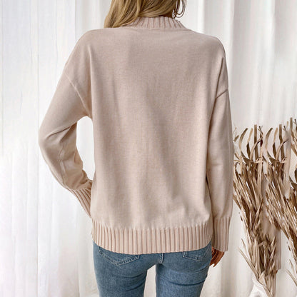 Damen Pullover Lässig Floralmuster Strukturiert Beige