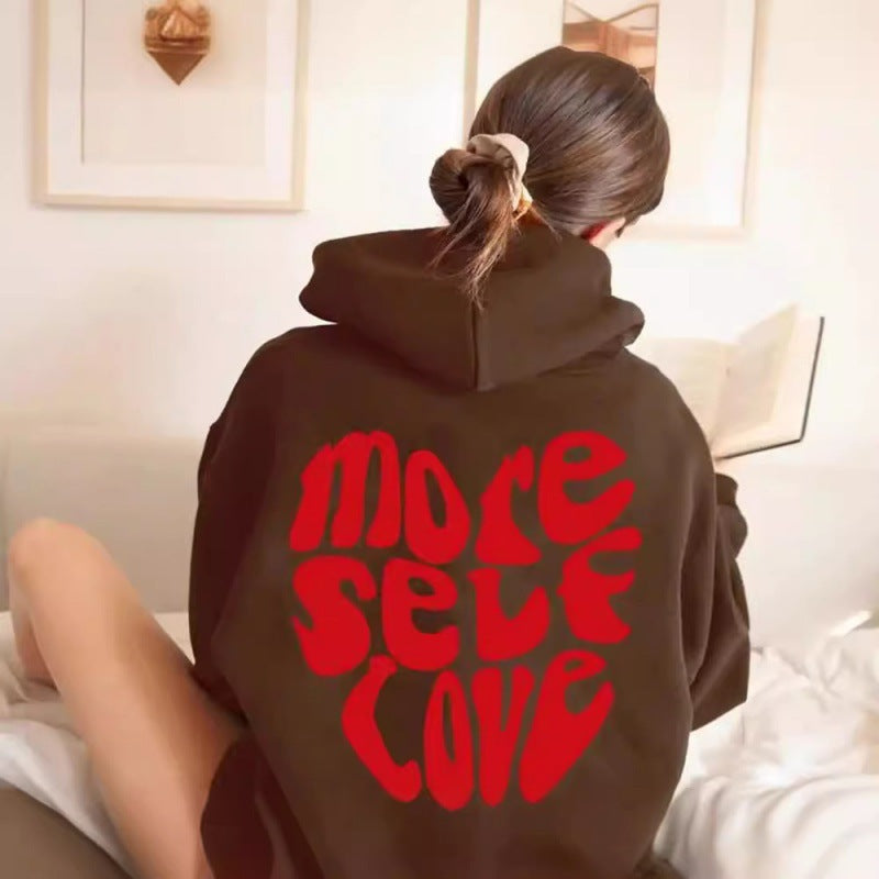 Damen Oversized Kapuzenpullover Herzmotiv