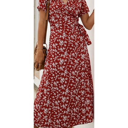 Damen Maxikleid V-Ausschnitt Seidenchiffon