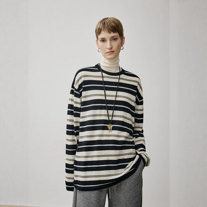 Damen Oversized Strickpullover Streifenmuster