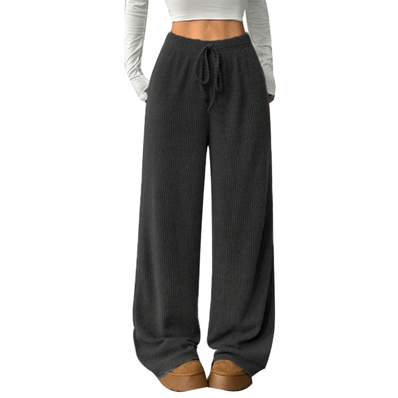 Damen Strickhosen Weites Bein Elastischer Bund Norvielle