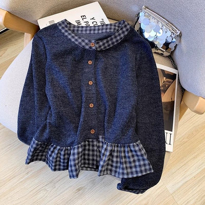 Damen Langarmshirt mit Kragen und Rüschendetails Norvielle