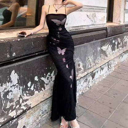 Damen Wickelkleid Floraler Schmetterlingsdruck Verstellbare Träger