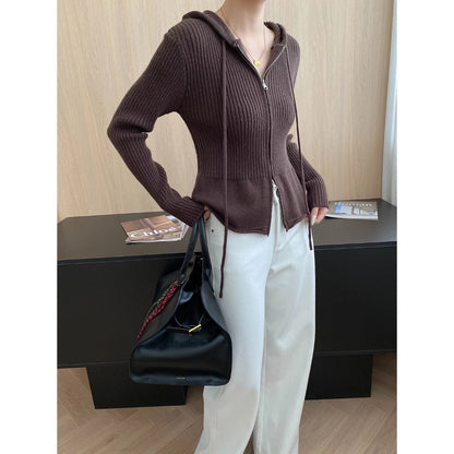 Damen Strickjacke mit Kapuze und Reißverschluss Norvielle