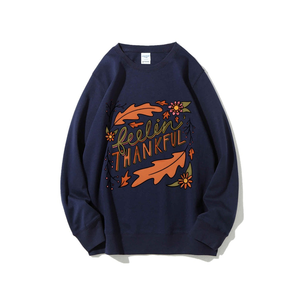Damen Sweatshirt Bunt Herbstmotiv Baumwolle