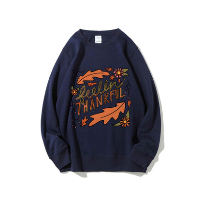 Damen Sweatshirt Bunt Herbstmotiv Baumwolle