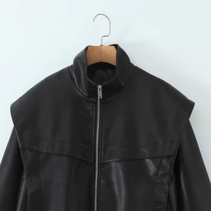 Damen Bikerjacke Elastische Bündchen Norvielle Leder