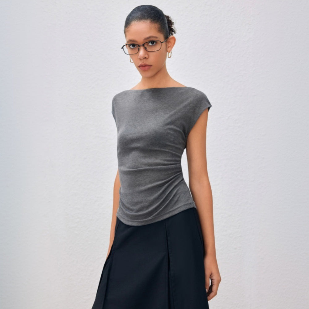 Damen Oberteil Asymmetrisch Drapiert Norvielle