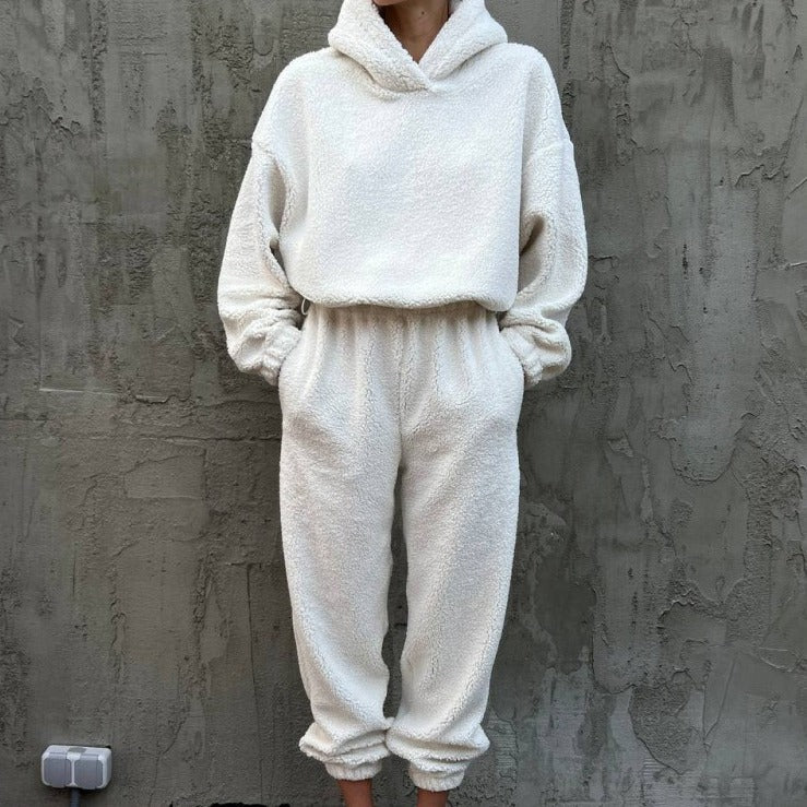 Damen Fleece-Loungewear-Set mit Kordelzug Norvielle