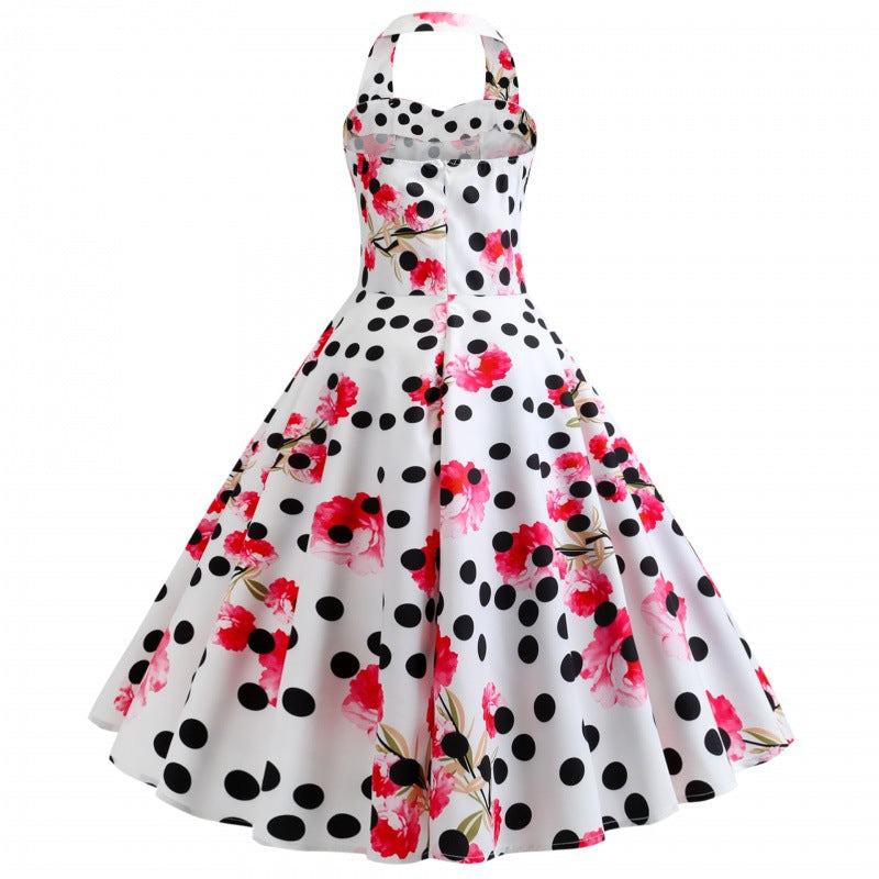 Damen Swingkleid Floralmuster Punkte Norvielle