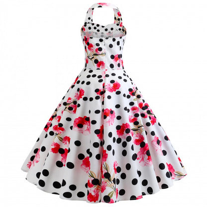 Damen Swingkleid Floralmuster Punkte Norvielle