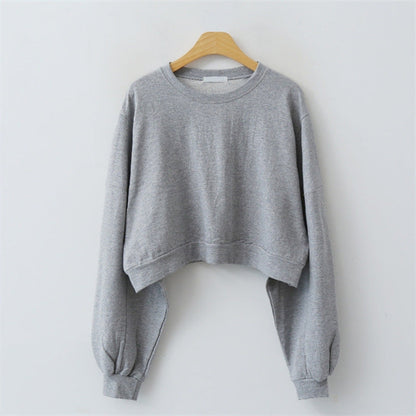 Damen Cropped Pullover Ballonärmel Norvielle