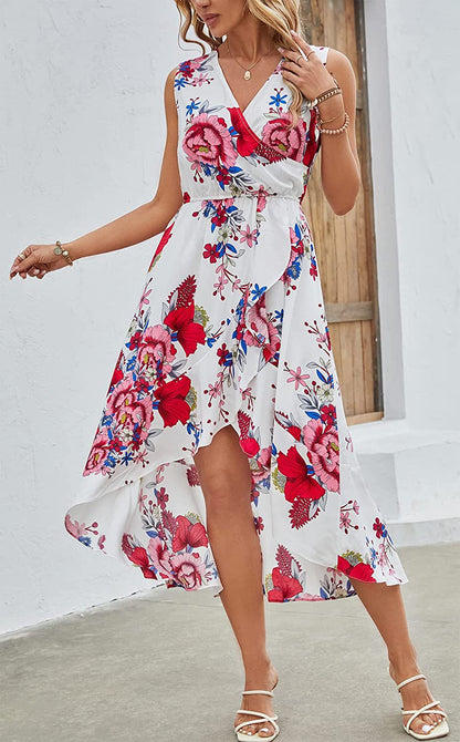 Damen Maxikleid Floralmuster Schwingender Saum Norvielle