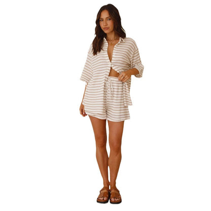 Damen Sommeranzug Gestreift Shorts Norvielle