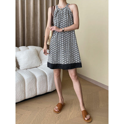 Damen Sommerkleid Verspielt Muster Hochhalsschneider Norvielle