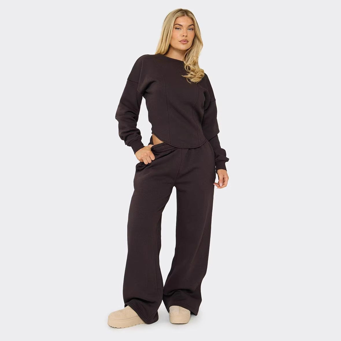 Damen Loungeanzug Weitschnitt Elastischer Bund