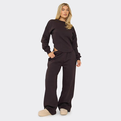 Damen Loungeanzug Weitschnitt Elastischer Bund
