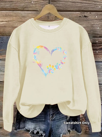 Damen Sweatshirt Florales Herzdesign Baumwolle Bequem