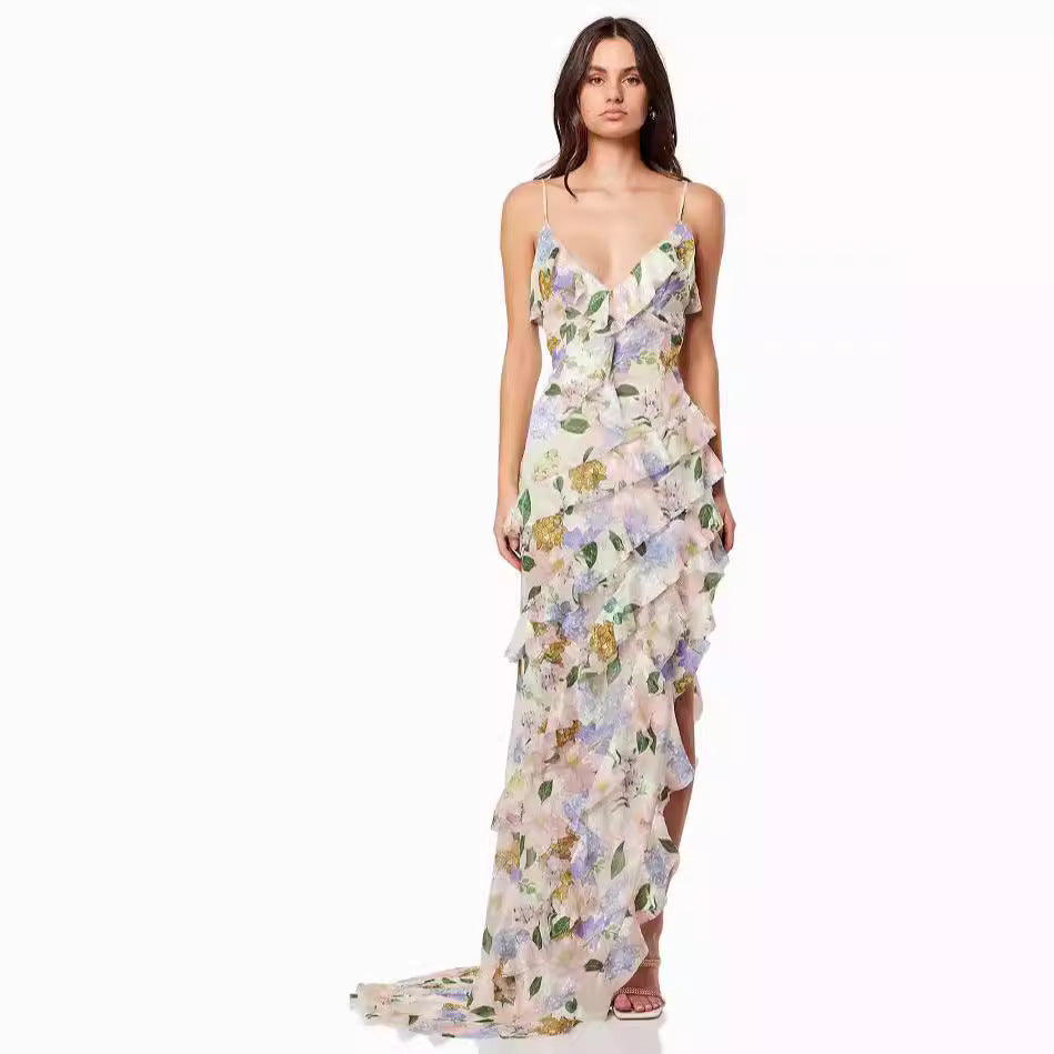 Damen Maxikleid Sommer Florale Prints Norvielle