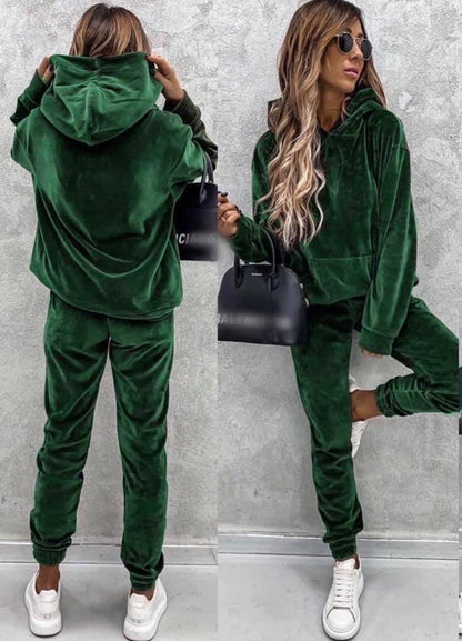 Damen Velours-Jogginganzug mit Kapuze elastisch Norvielle