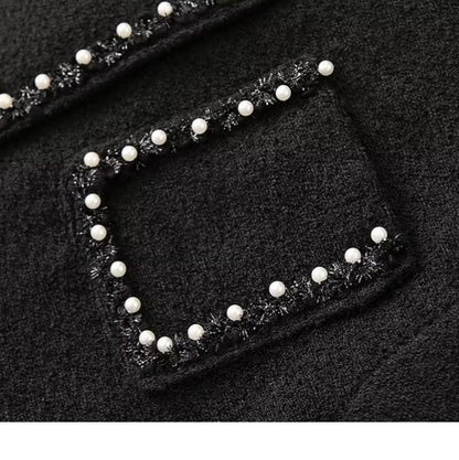 Damen Elegante Jacke Perlenverzierter Kragen
