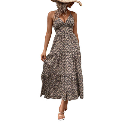 Damen Maxikleid Spaghettiträger Rüschendetails Norvielle