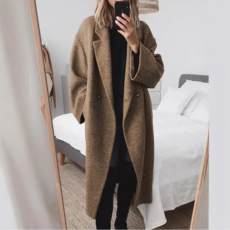 Damen Wollmantel Oversized Doppelknopfleiste Norvielle - Norvielle