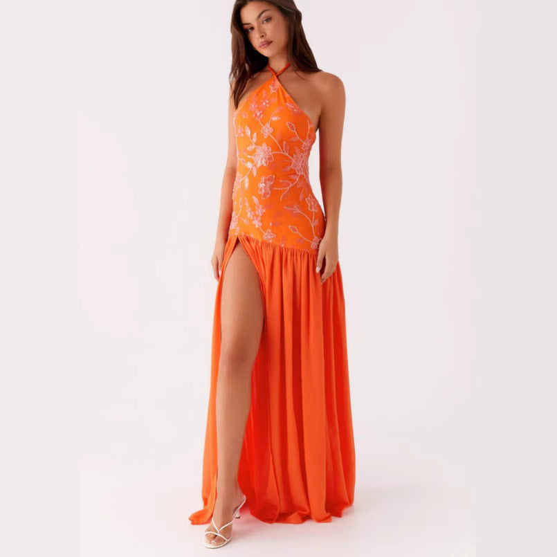 Damen Maxikleid Floralmuster Schwingrock