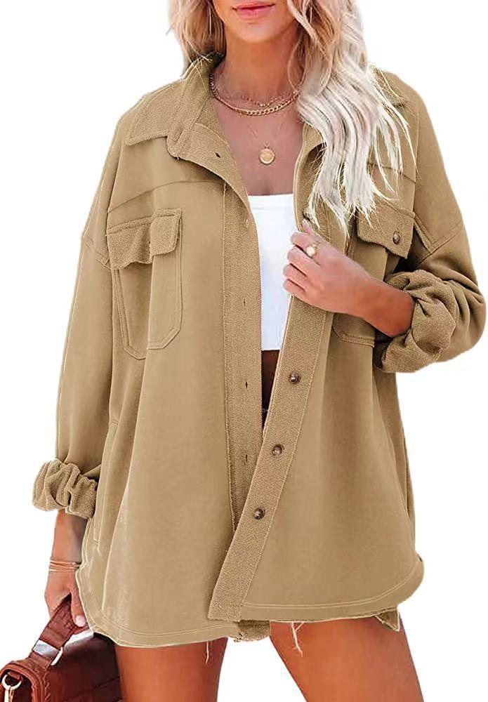 Damen Oversized-Hemdjacke mit Taschen und modernem Schnitt Norvielle