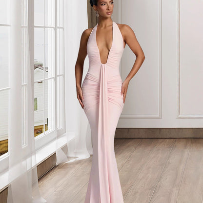 Damen Wickelkleid Elegantes V-Ausschnitt Fließender Rock Norvielle