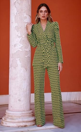 Damen Zweiteiler-Set mit Bindegürtel Elegantes Design
