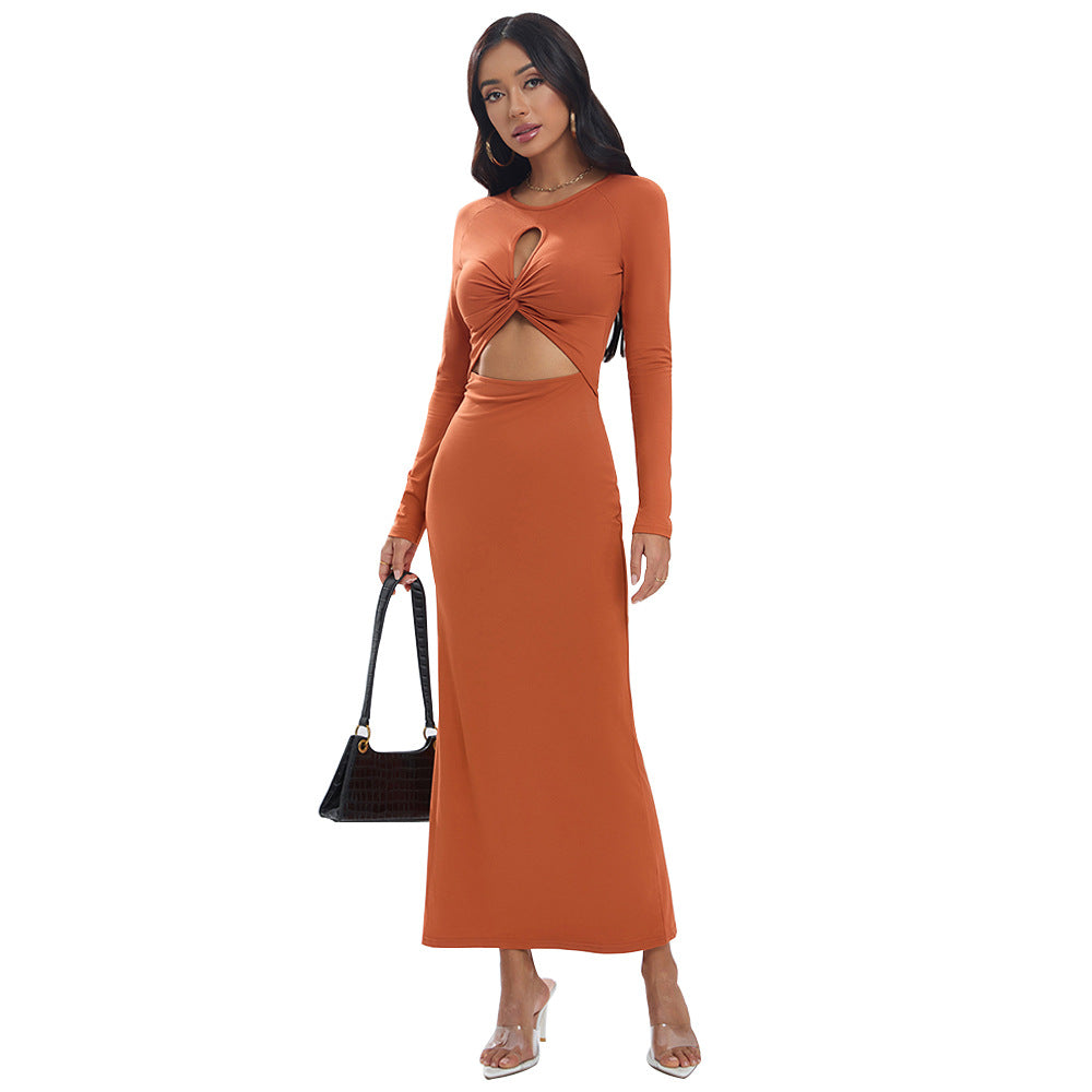 Damen Wickelkleid Langarm Dekorativer Cut-Out Norvielle