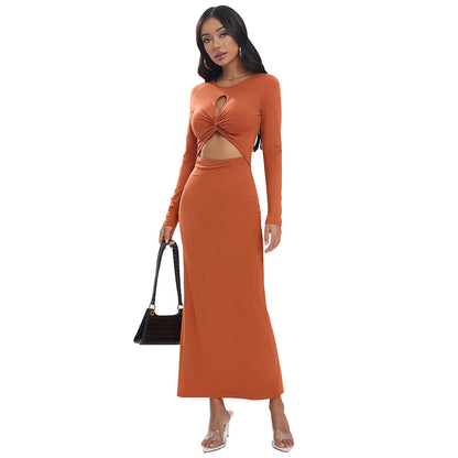Damen Wickelkleid Langarm Dekorativer Cut-Out Norvielle