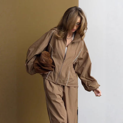 Damen Sportjacke Weite Passform Lässige Hose
