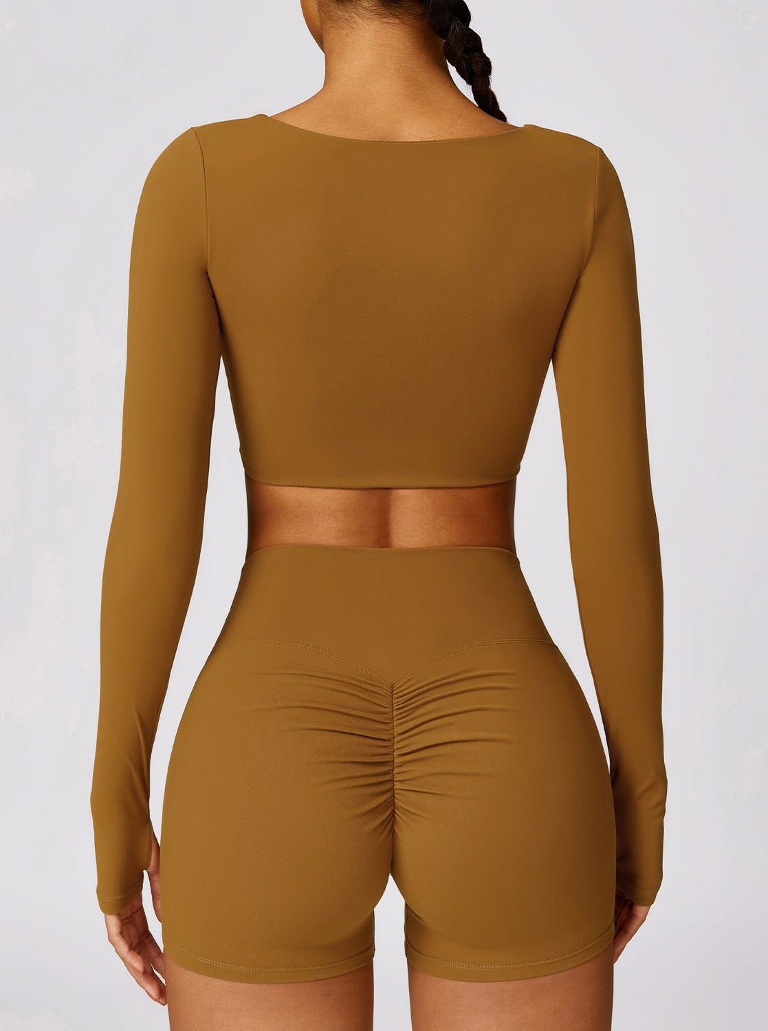 Damen Langarm Crop Nahtlos Sport Freizeit - Norvielle