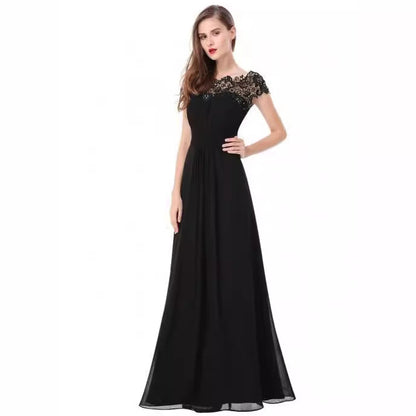 Damen Maxikleid Spitzenoberteil Fließender Rock Norvielle