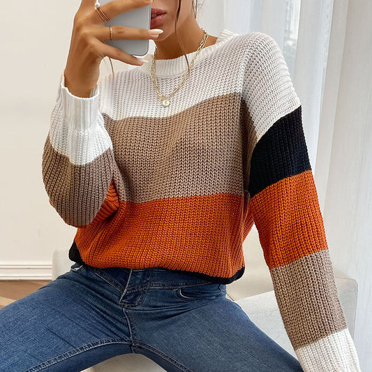 Damen Strickpullover Bunt Blockdesign - Norvielle