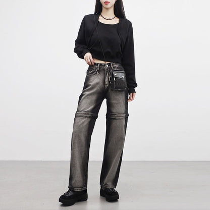 Damen Cropped Sweatjacke Weich Ärmel Norvielle