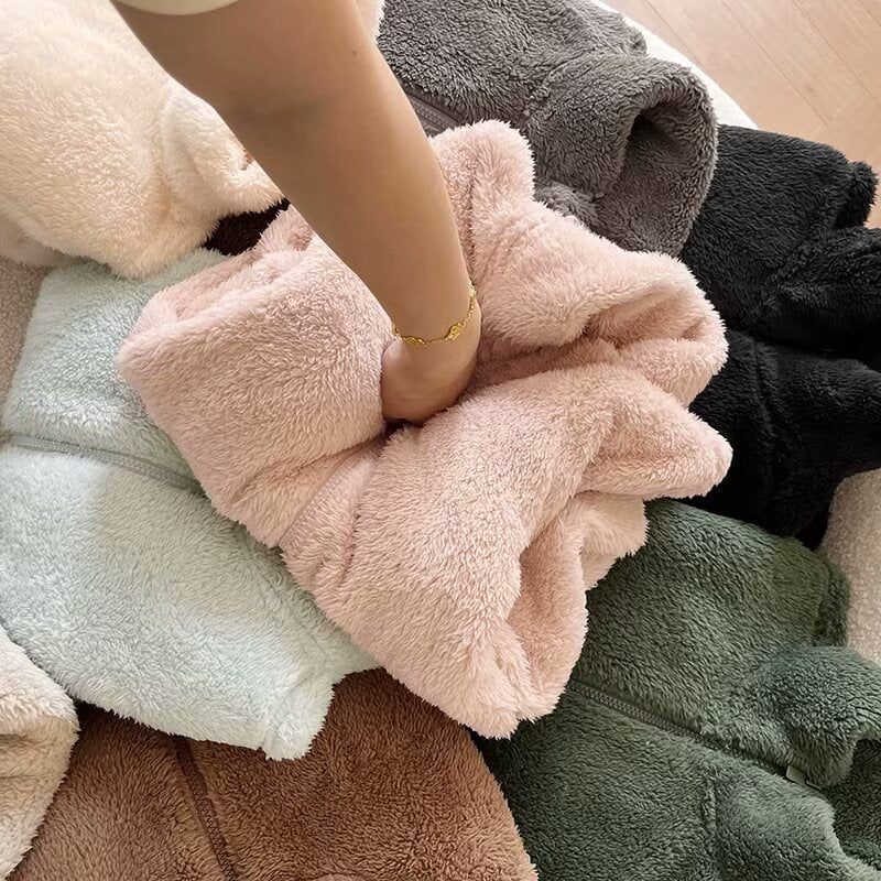Damen Fleecejacke Flauschig Hochkragen Reißverschluss Norvielle