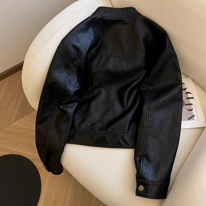 Damen Kunstlederjacke Zeitloser Schnitt